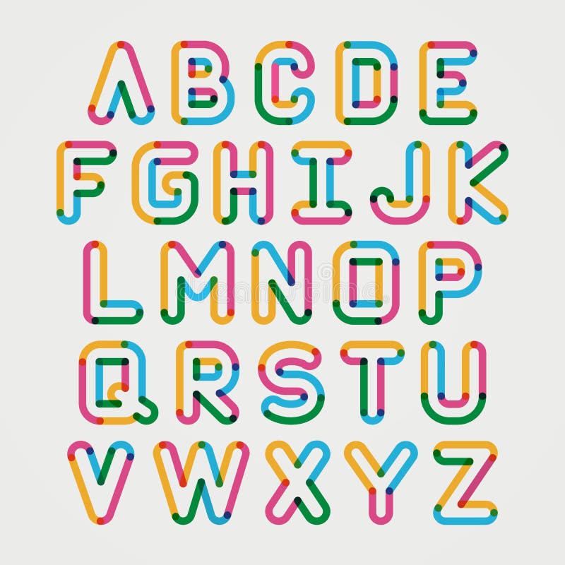 Alphabet line transparent color font style. royalty free illustration