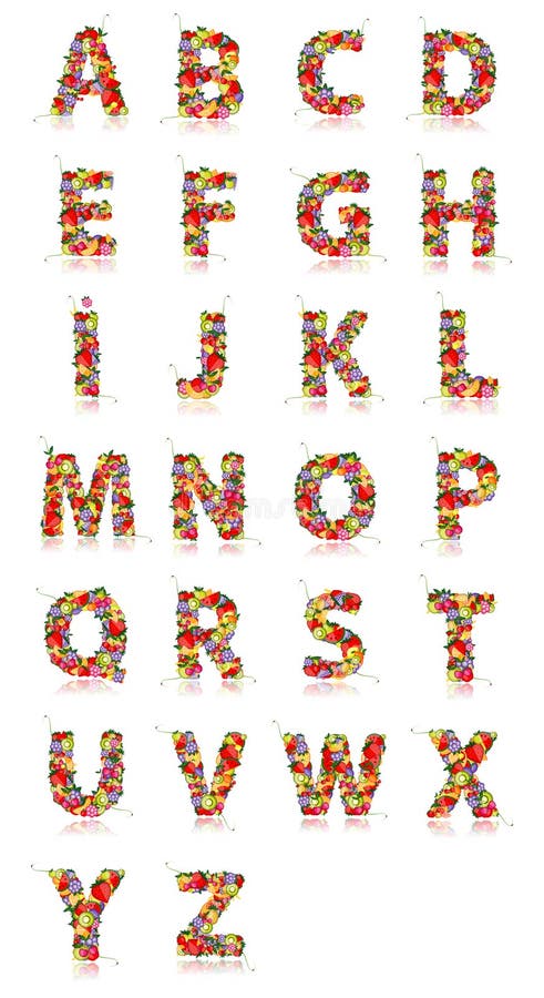 Alphabet made from fruits