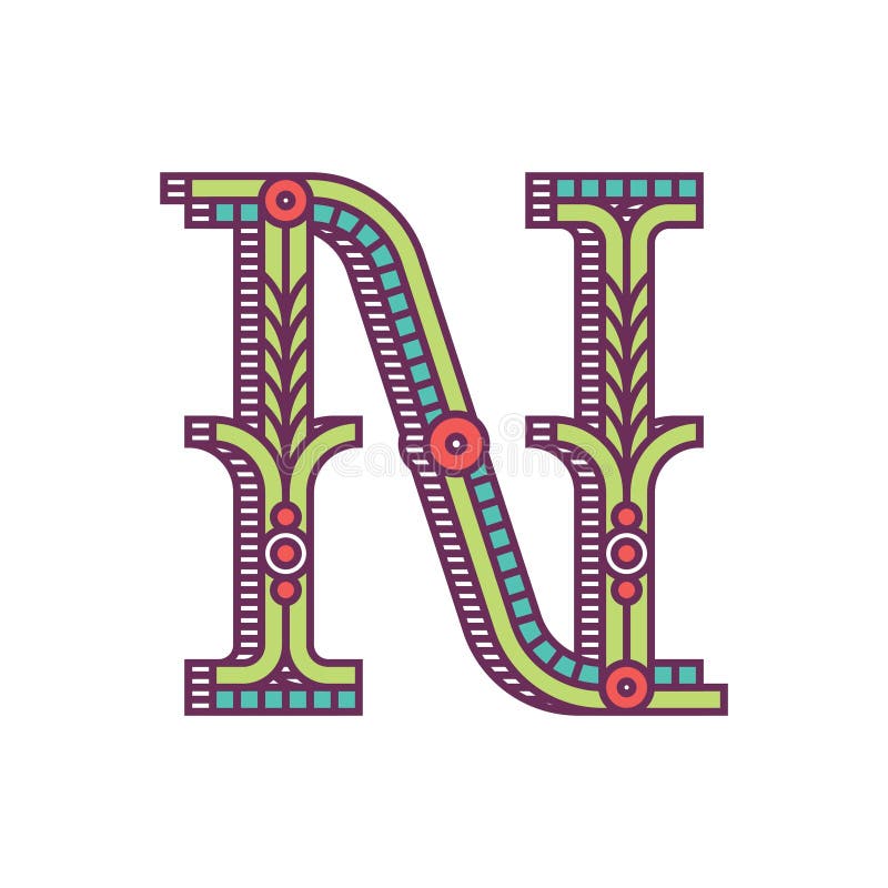 Alphabet N. Vector Illustration Decorative Design Stock Vector