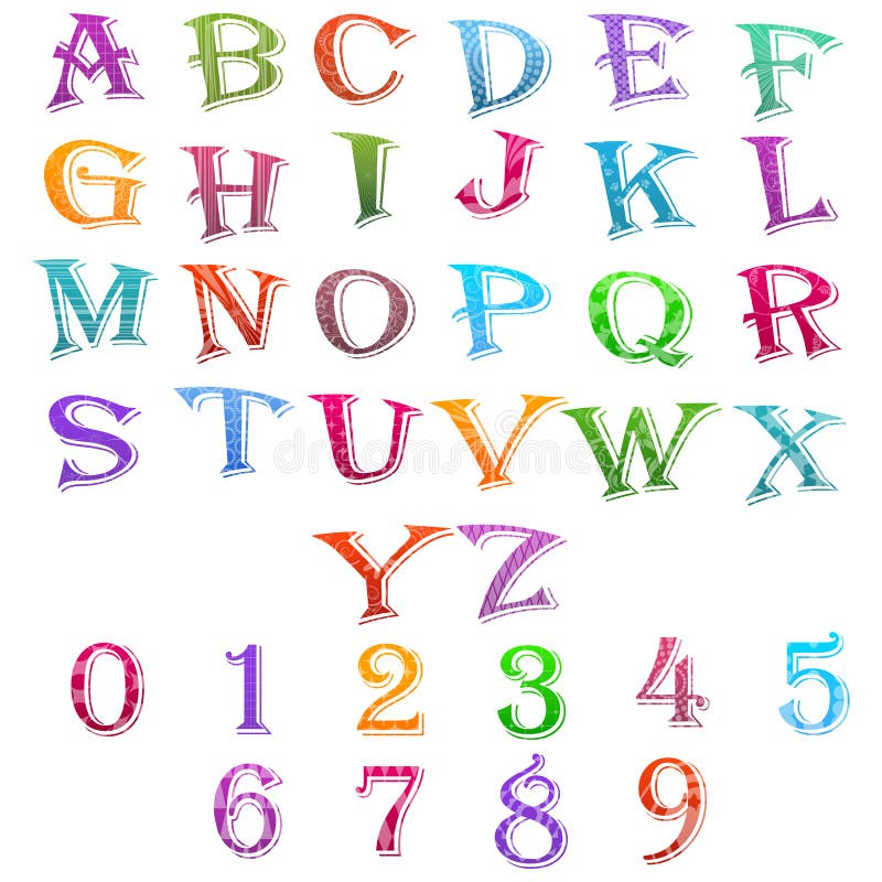 alphabet and number set stock vector illustration of cutout 20570834