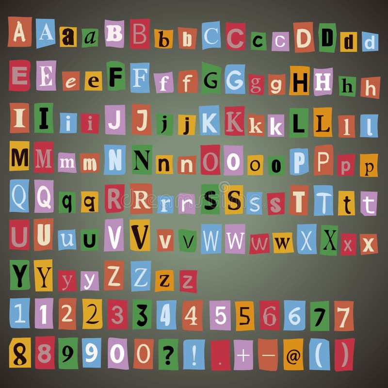 Alphabet, numbers and others symbols stock illustration
