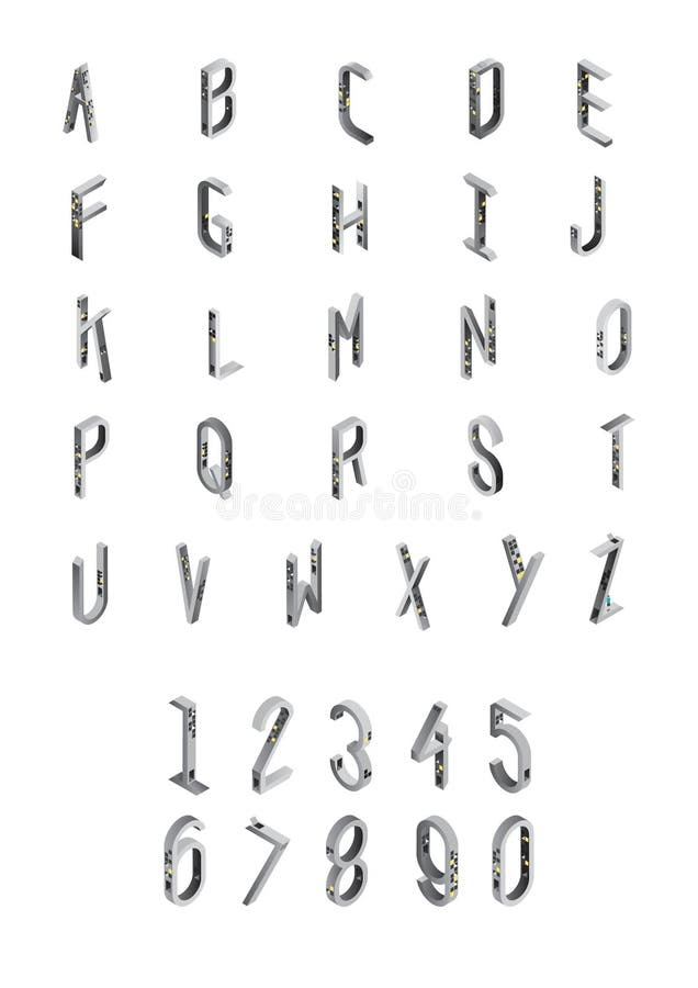 Set of Alphabets and Numbers. Vector Illustration Decorative Design