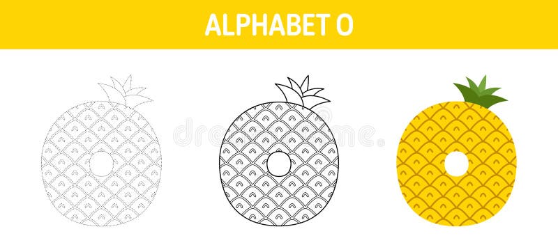 Alphabet O tracing and coloring worksheet for kids royalty free illustration