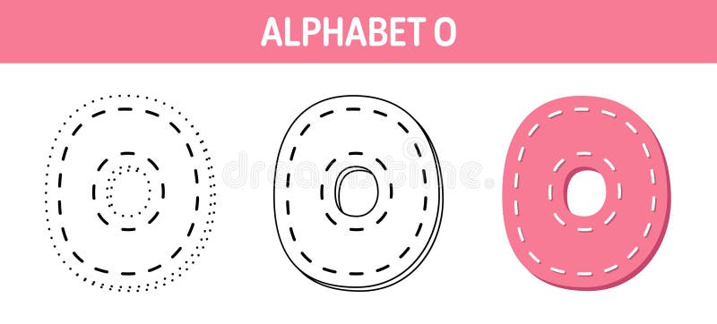 Alphabet O tracing and coloring worksheet for kids royalty free illustration
