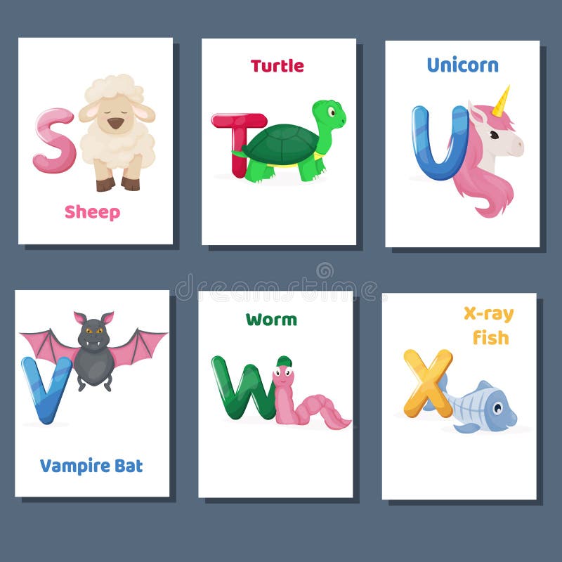 Alphabet Printable Flashcards Vector Collection with Letter S T U V W X. Zoo Animals for English Language Education. Stock Vector - Illustration of children, learning: 120361492 Alphabet Printable Flashcards Vector Collection with Letter S T U V W X. Zoo Animals for English Language Education. Stock Vector - Illustration of children, learning: 120361492