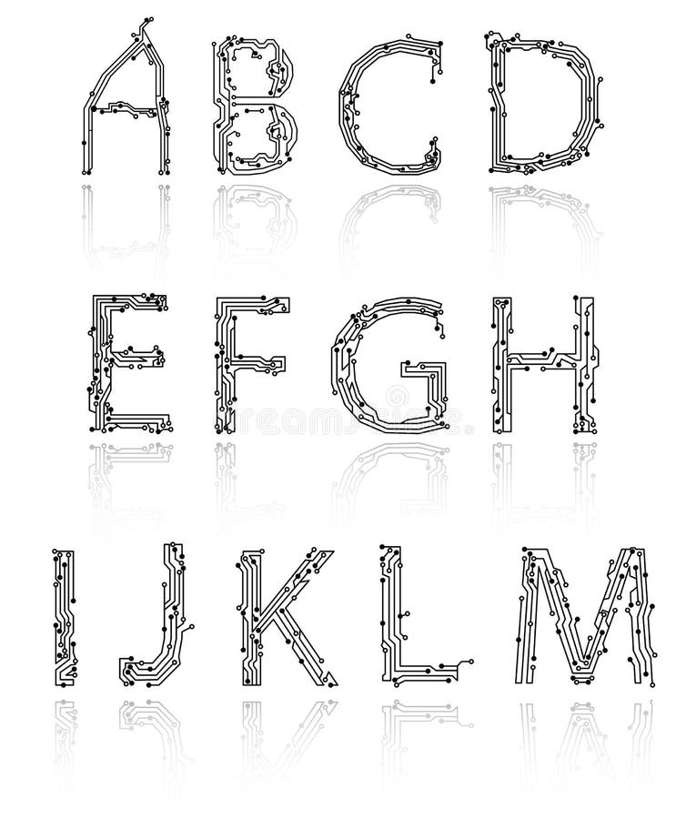 Alphabet of printed circuit boards stock illustration Alphabet of printed circuit boards stock illustration