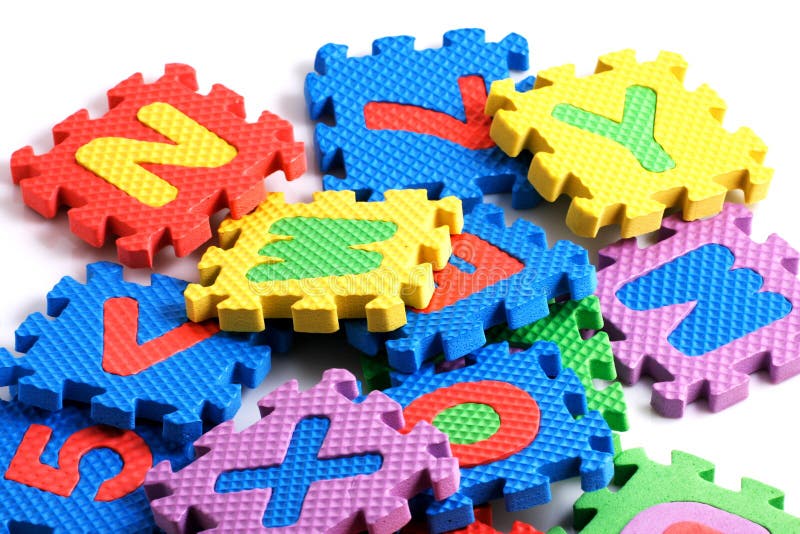 Alphabet puzzle pieces stock photo