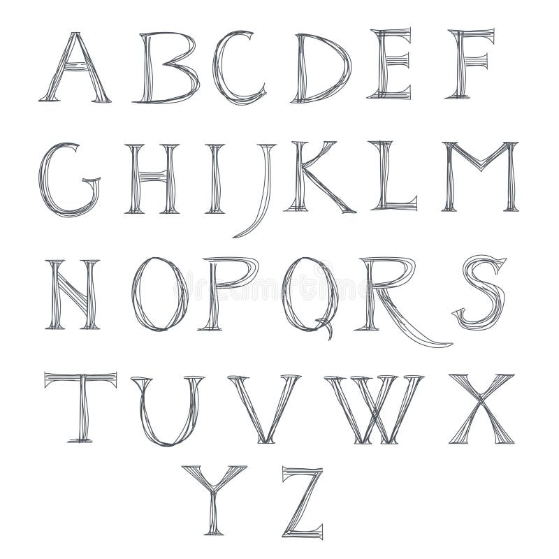 Alphabet sketch stock illustration