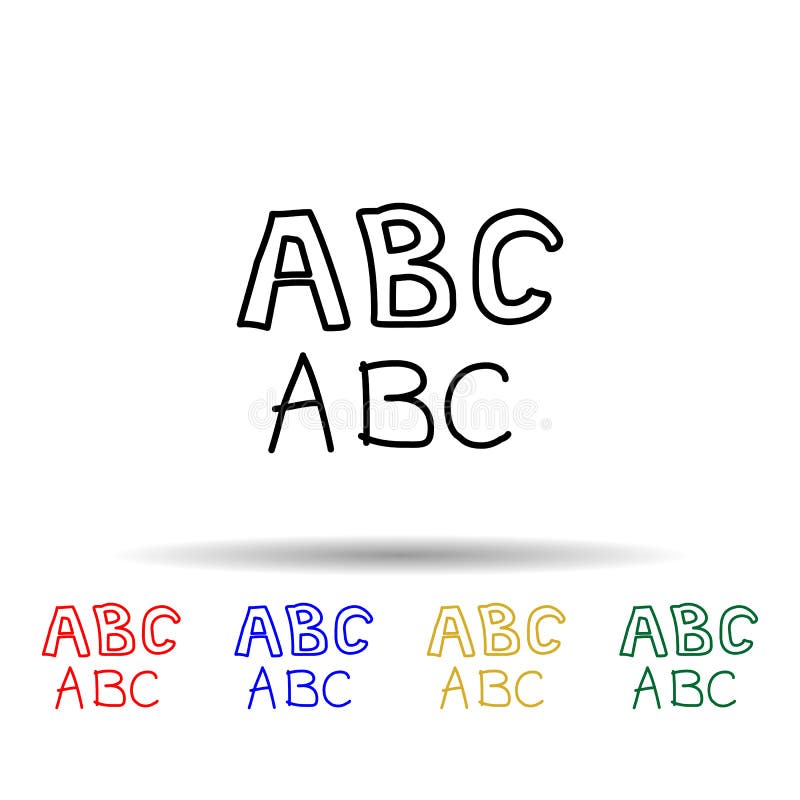 Alphabet sketch multi color style icon. Simple thin line, outline vector of education icons for ui and ux, website or mobile stock illustration