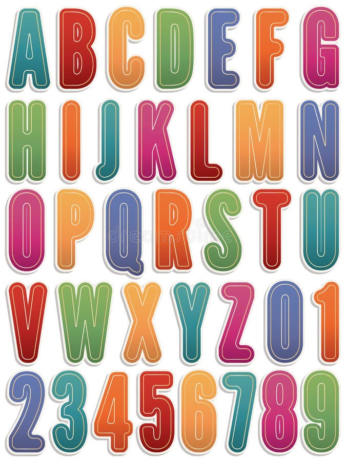 Alphabet stickers stock vector. Illustration of orange 59364265