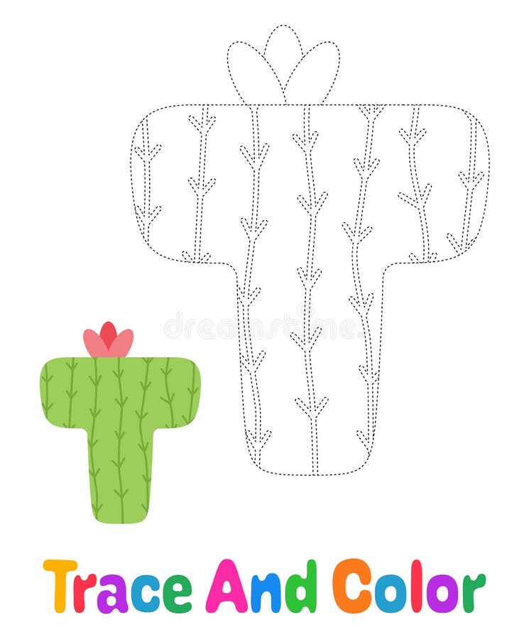 Alphabet T tracing worksheet for kids royalty free illustration
