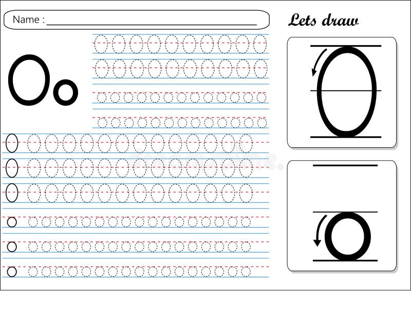 tracing worksheet oo stock vector illustration of learn 116047886