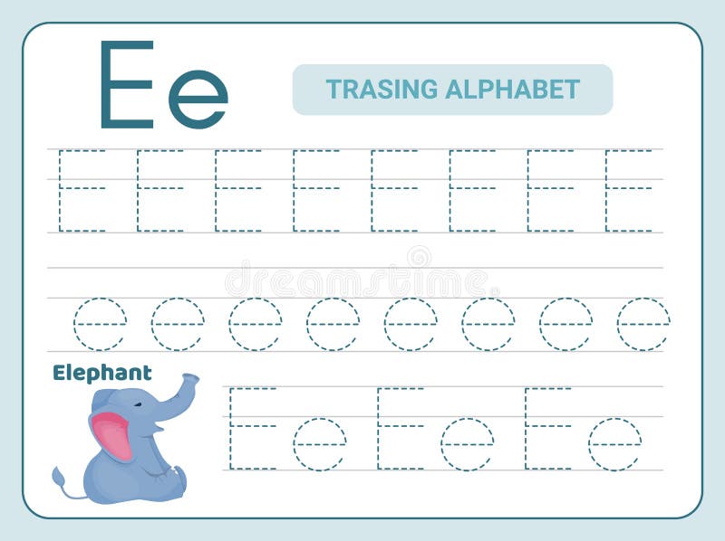alphabet tracing practice letter e tracing practice worksheet learning alphabet activity page stock illustration illustration of child card 207755103