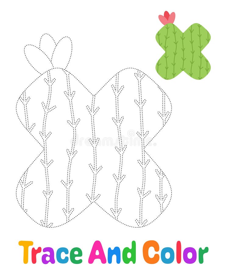 Alphabet X tracing worksheet for kids vector illustration