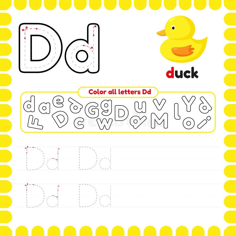 Alphabet Tracing Worksheet with Letters. Writing Practice Letter D ...