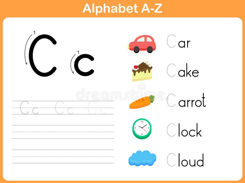 Alphabet Tracing Worksheet vector illustration