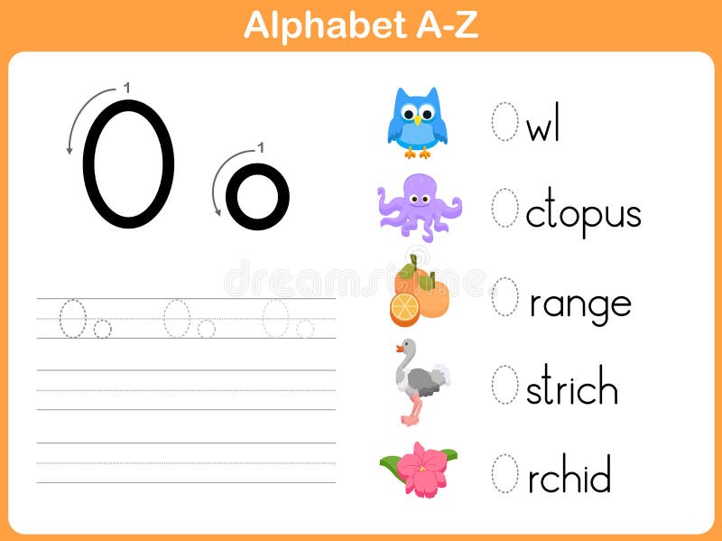 Alphabet Tracing Worksheet stock illustration