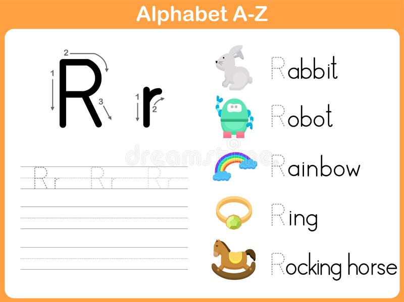 Alphabet Tracing Worksheet vector illustration