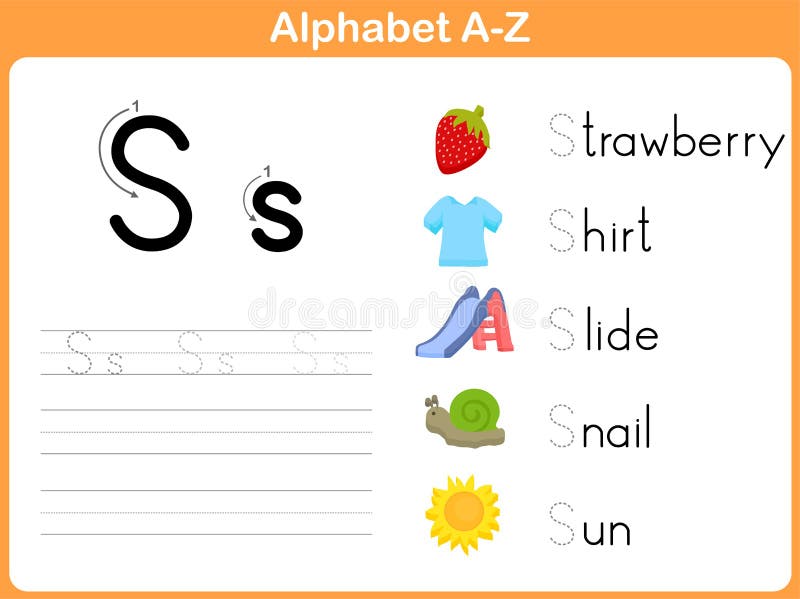 Alphabet Tracing Worksheet stock illustration