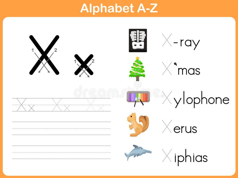 Alphabet Tracing Worksheet vector illustration