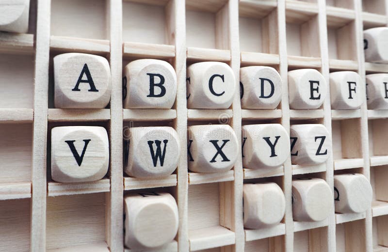 Alphabet Words Made with Building Wooden Blocks Stock Photo Image of
