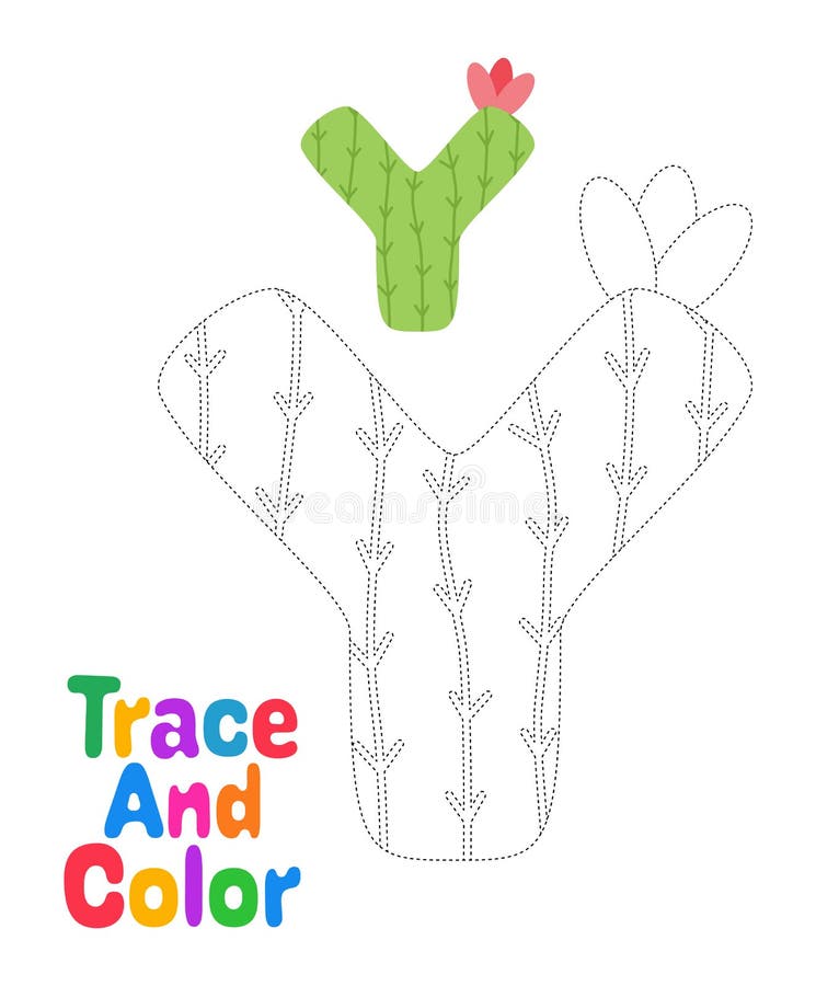 Alphabet Y tracing worksheet for kids royalty free illustration