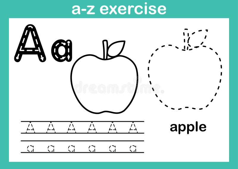 Alphabet a-z Exercise with Cartoon Vocabulary for Coloring Book Stock  Vector - Illustration of book, child: 121019903