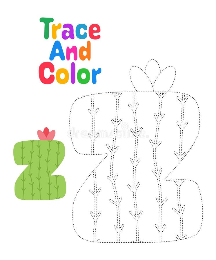 Alphabet Z tracing worksheet for kids royalty free illustration