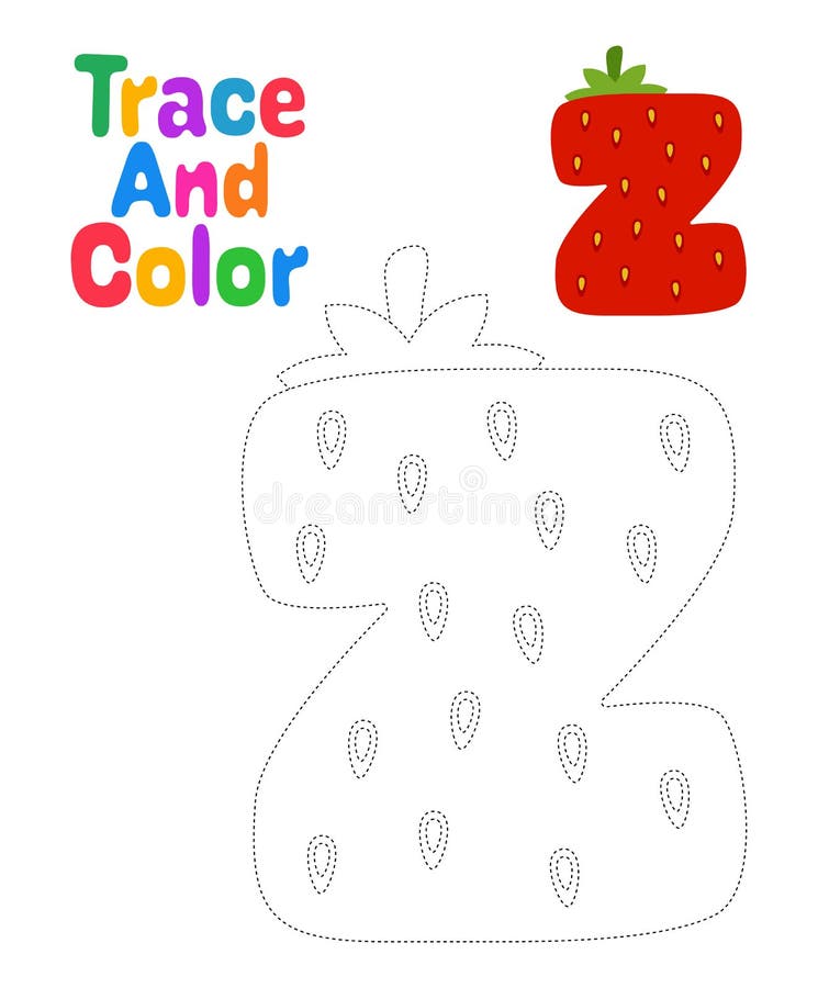 Alphabet Z tracing worksheet for kids stock illustration