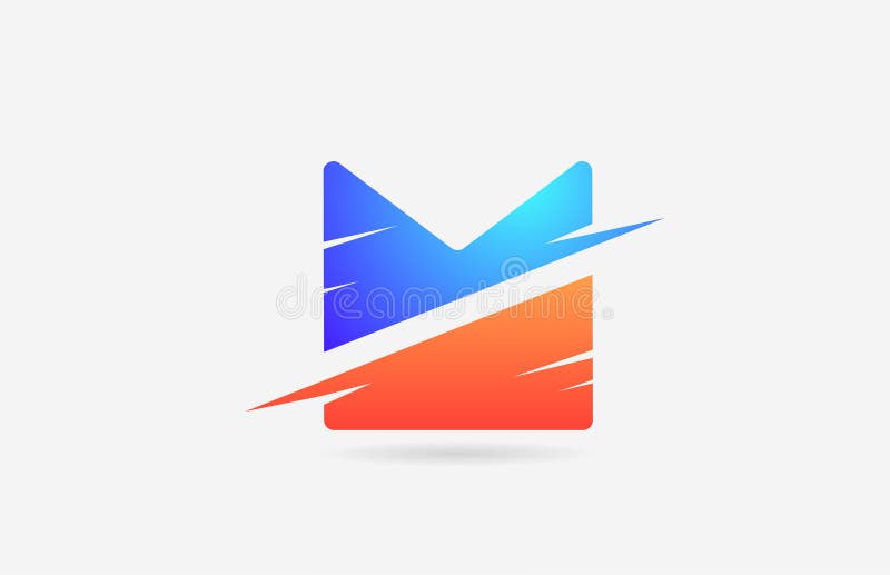 Alphabetbuchstabe-Logoikone m Blue weiße für Unternehmen und Unternehmen mit Linie Design lizenzfreie abbildung