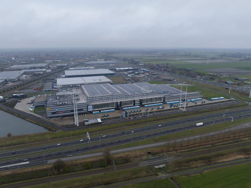 Alphen aan den Rijn, Zuid Holland, The Netherlands, December 16th, 2023: Hoogvliet supermarket chain distribution center