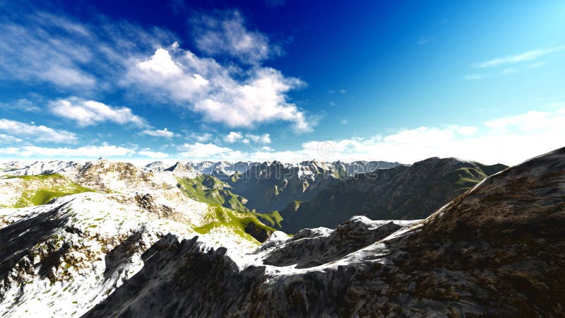 Alpine Landscape in the Alps 3d Rendering Stock Illustration ...