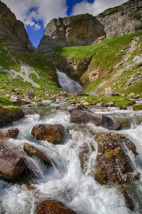 Alpine river in Ordesa National Park in Aragon, Spain. royalty free stock photography Alpine river in Ordesa National Park in Aragon, Spain. royalty free stock photography