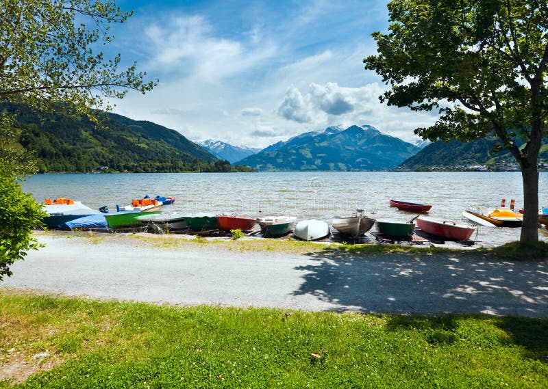 Alpine summer lake view