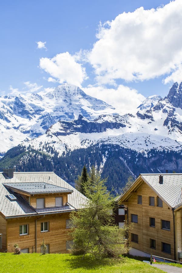 Alpine Village. Village Murren in the Swiss Alps Stock Image - Image of ...
