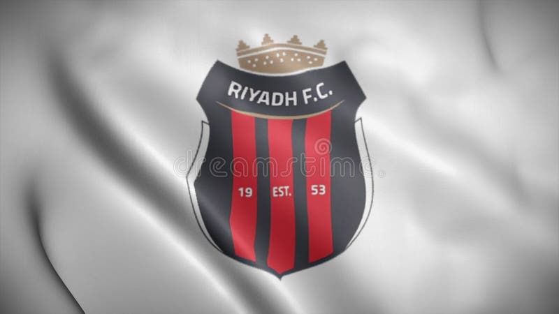 Alriyadh saudi club logo su una bandiera agita in un loop animazione primo piano vedrete 4k video saudita arabia professional Leag