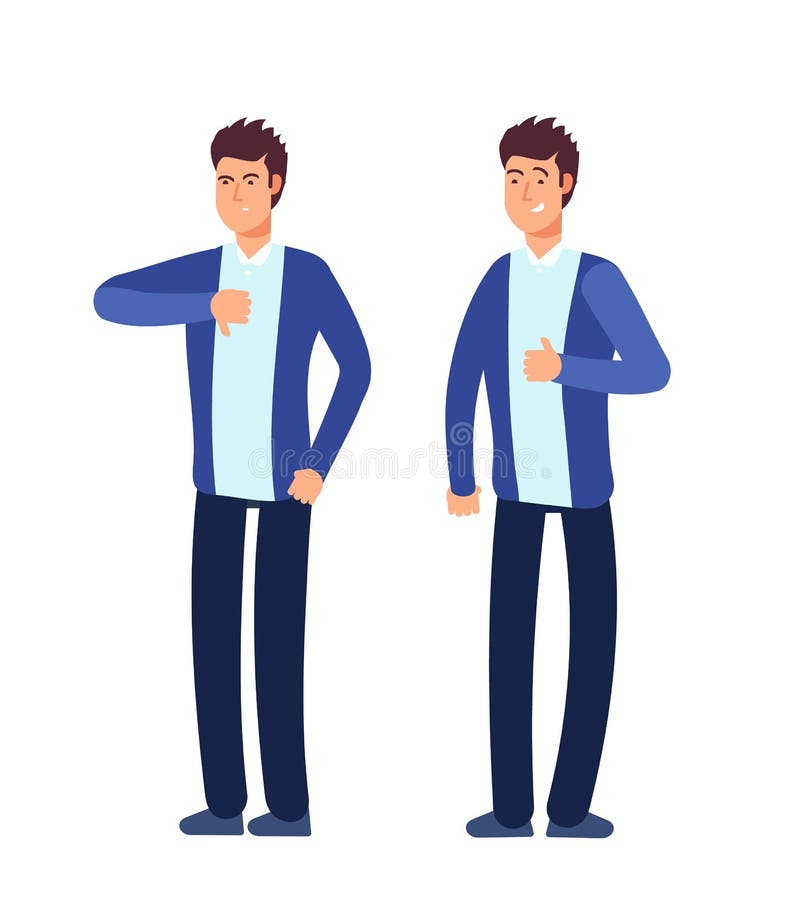 Als de afkeermens Gelukkige, boze zakenman met de goede slechte sociale media van het goedkeuringsgebaar en economisch besluitkeu vector illustratie Als de afkeermens Gelukkige, boze zakenman met de goede slechte sociale media van het goedkeuringsgebaar en economisch besluitkeu vector illustratie