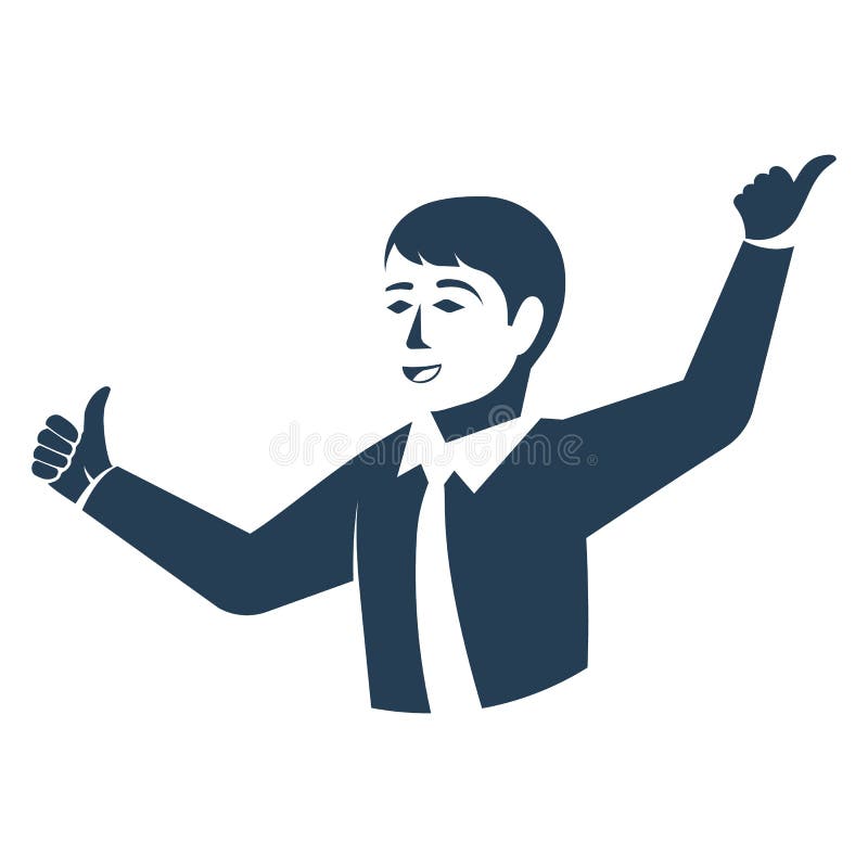 Als de stijl van het pictogrambeeldverhaal De zwarte silhouet gelukkige mens toont koel gebaar vector illustratie Als de stijl van het pictogrambeeldverhaal De zwarte silhouet gelukkige mens toont koel gebaar vector illustratie