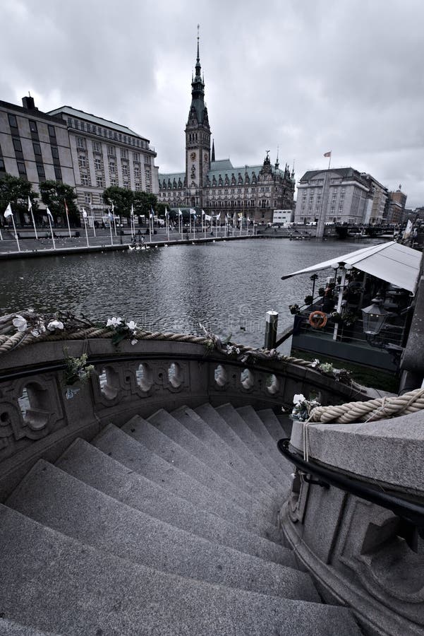 Alster and town / city hall of Hamburg, Germany stock photos Alster and town / city hall of Hamburg, Germany stock photos