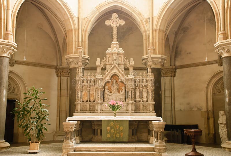 The altar before morning service is lighted up by sun light