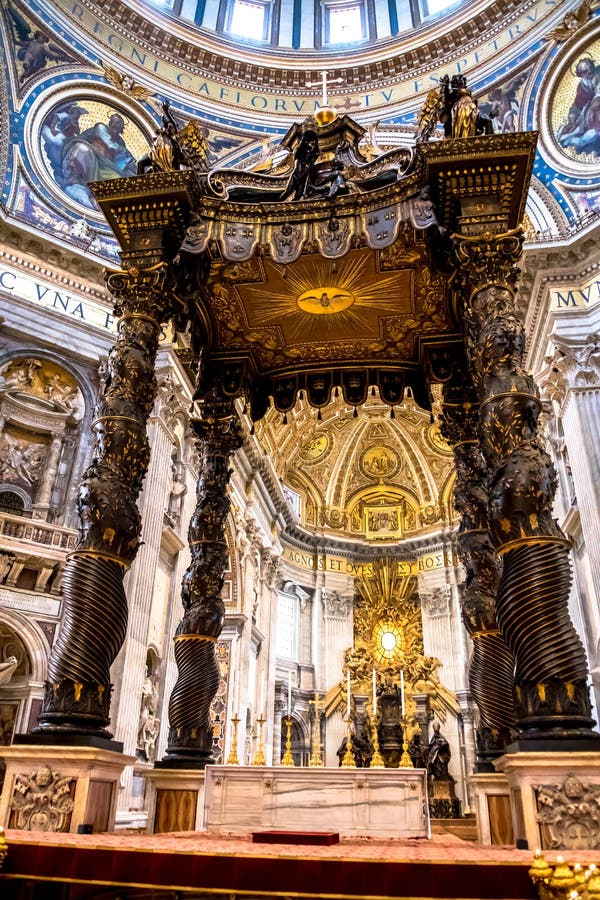 Altar and Canopy in St. Peter`s Basilica in Rome Editorial Stock Image ...