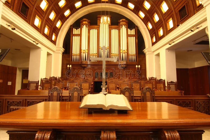 Church Altar with opened Bible. Church Altar with opened Bible