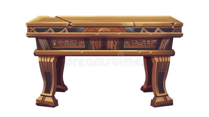 Antique empty altar or table filled with religious offerings, Egyptian hieroglyphics, cartoon modern illustration, graphical user interface for game design isolated on white. AI generated. Antique empty altar or table filled with religious offerings, Egyptian hieroglyphics, cartoon modern illustration, graphical user interface for game design isolated on white. AI generated