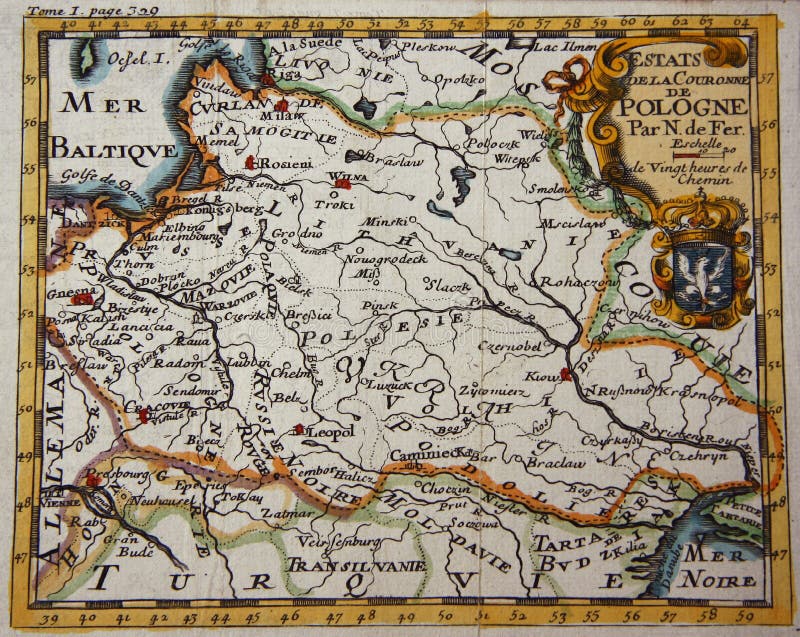 Antike Karte von Polen
