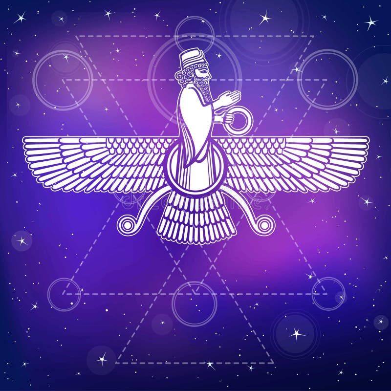 Alte Assyrian geflügelte Gottheit Charakter der sumerischen Mythologie lizenzfreie abbildung Alte Assyrian geflügelte Gottheit Charakter der sumerischen Mythologie lizenzfreie abbildung