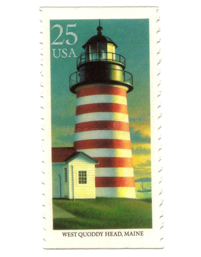 Alte Briefmarken von USA mit Leuchtturm lizenzfreie stockfotografie Alte Briefmarken von USA mit Leuchtturm lizenzfreie stockfotografie