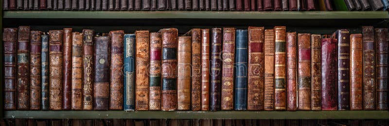 Alte Bücher aus dem Holzregal Konzept zum Thema Geschichte, Nostalgie, Alter Retro-Stil