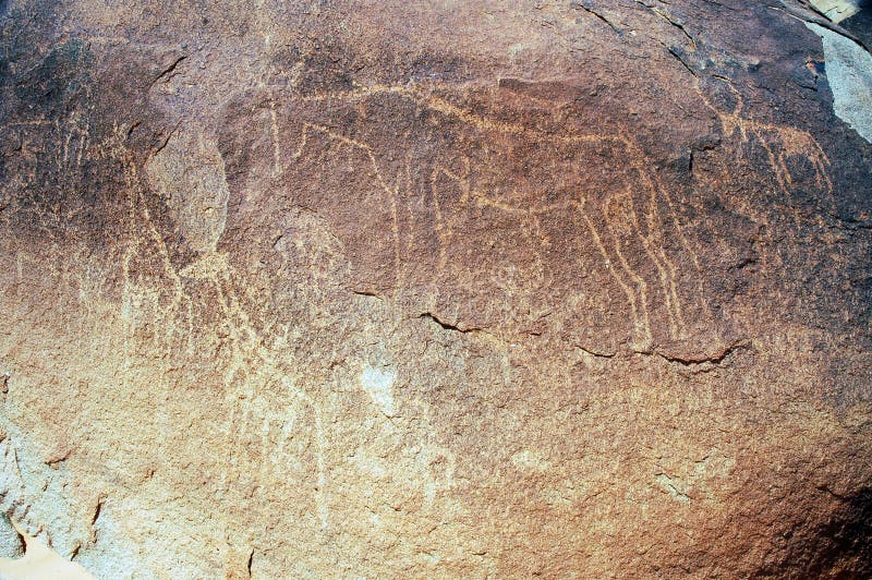 Alte Felsenkunst in Niger, der Tiere bildlich darstellt stockfotografie Alte Felsenkunst in Niger, der Tiere bildlich darstellt stockfotografie