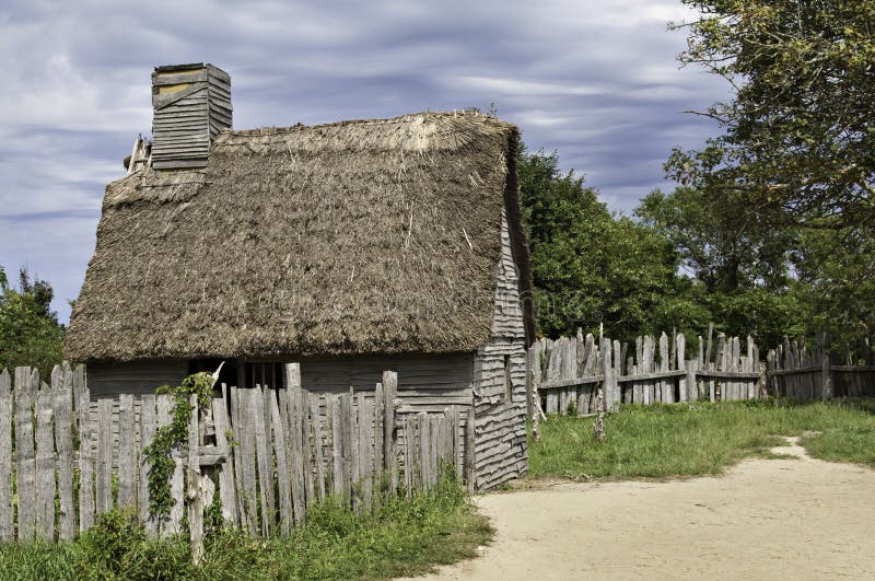 Old hut used by the first immigrants coming with the Mayflower in 17th century. A visit to Plimoth plantation is well worth the time. Old hut used by the first immigrants coming with the Mayflower in 17th century. A visit to Plimoth plantation is well worth the time