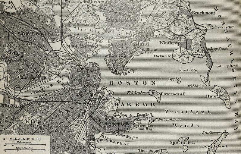 Alte Karte des Boston-Hafens